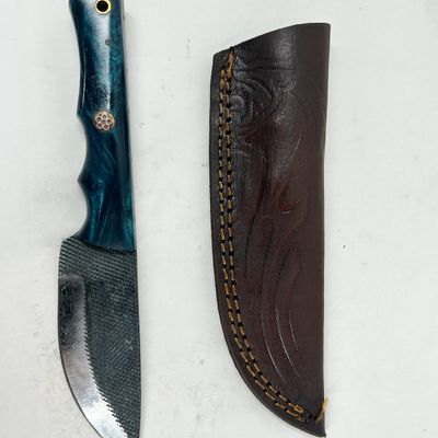 DAMASCUS FULL TANG FILE KNIFE