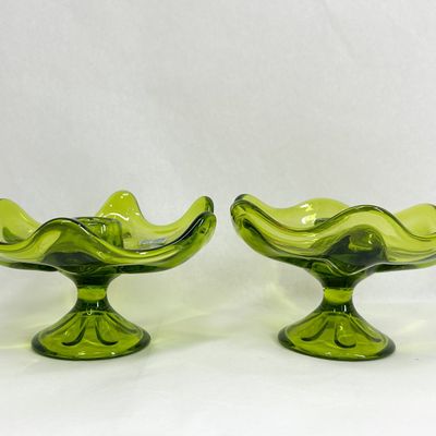VIKING EPIC GREEN GLASS CANDLE HOLDERS