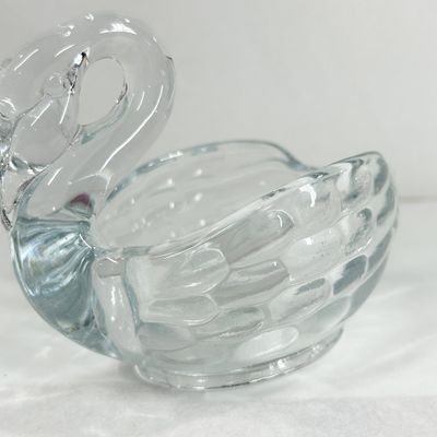 PRESSED GLASS SWAN TRINKET DISH GLOWS