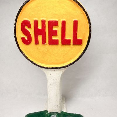 SHELL MOTOR OIL CAST IRON DOORSTOP