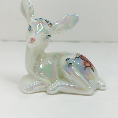 FENTON IRIDESCENT GLASS DEER FIGURINE