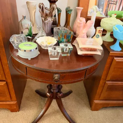 Fenton glass • Hobnail glass • Uranium glass • Satin glass • Colored art glass in blues, greens, amber, ruby & carnival tones •...