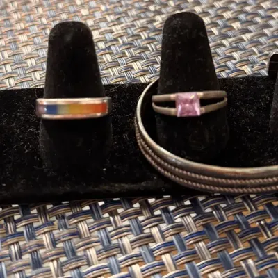Sterling: 3 Rings & Bracelet