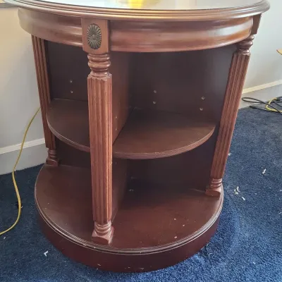 Round Rotating Side Table W/shelves
