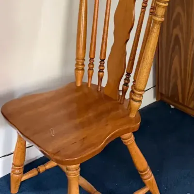 6 Antique Wood Chairs W/Wheat Carving 