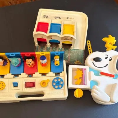 3 Vintage Toys: Snoopy, Disney Pop-up & FP Dump Truckers
