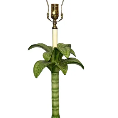 Sale Photo Thumbnail #97: LES OTTOMANS CERAMIC PALM TREE TABLE LAMP