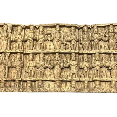 Sale Photo Thumbnail #260: TIBETAN DEITY RELIEF CARVED WOOD WALL HANGING