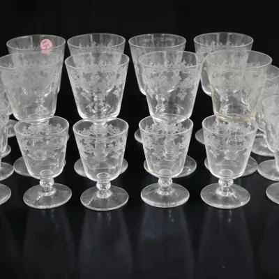 Sale Photo Thumbnail #93: 20 PC VINTAGE BRYCE ETCHED GLASS STEMWARE