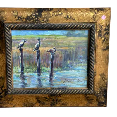Sale Photo Thumbnail #76: LAURIE SNOW HEIN OIL PAINTING PELICANS APPALACHICOLA