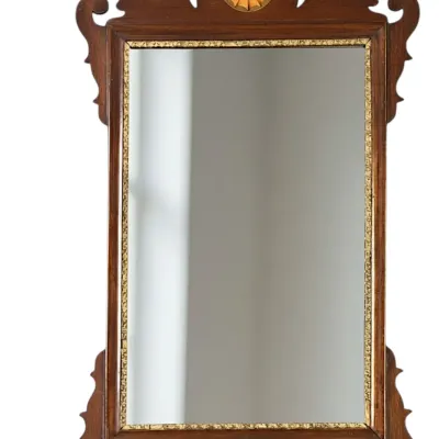 Sale Photo Thumbnail #50: VINTAGE CHIPPENDALE STYLE MIRROR WITH FRUITWOOD PATERA