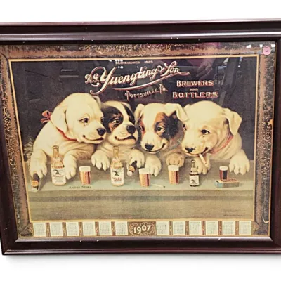Sale Photo Thumbnail #10: LARGE RETRO YUENGLING & SON PUPPIES 1907 A GOOD STORY