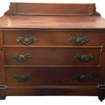 Sale Photo Thumbnail #40: AMERICAN EASTLAKE OAK BUREAU DRESSER