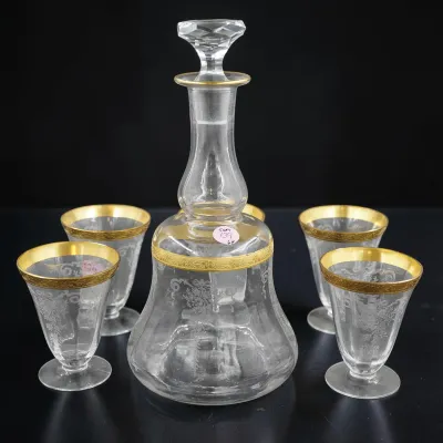 Sale Photo Thumbnail #163: 6 PC TIFFEN-FRANCISCAN MELROSE DECANTER TUMBLERS
