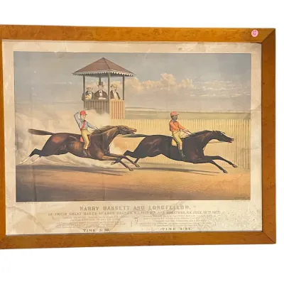 Sale Photo Thumbnail #44: CURRIER & IVES CHROMOLITHOGRAPH 1872 HORSE RACE
