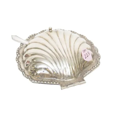Sale Photo Thumbnail #259: SILVER PLATED CLAM SHELL CAVIAR DISH