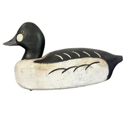Sale Photo Thumbnail #266: VINTAGE GOLDEN EYE CARVED DECOY BRANDED L S