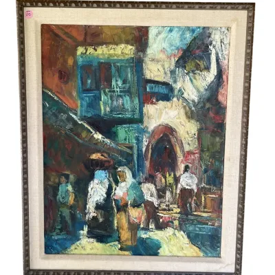Sale Photo Thumbnail #251: MID CENTURY OLD CITY JERUSALEM OIL ON BOARD