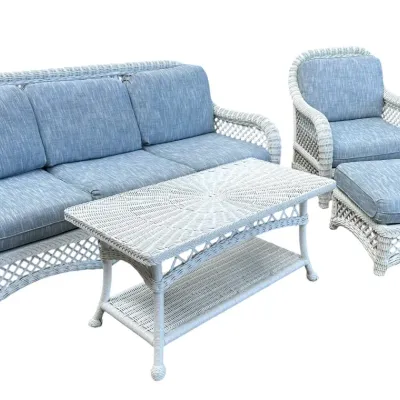 Sale Photo Thumbnail #136: WHITE WICKER EXCELLENT QUALITY 4 PIECE LANAI SET
