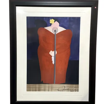 Sale Photo Thumbnail #118: LARGE JONATHAN GREEN FRAMED BESSIE MAE SILK SCARF