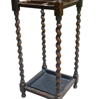 Sale Photo Thumbnail #91: ANTIQUE ENGLISH OAK BARLEY TWIST UMBRELLA STAND
