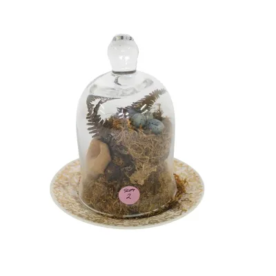 Sale Photo Thumbnail #26: BLOWN GLASS CLOCHE DOME CENTERPIECE