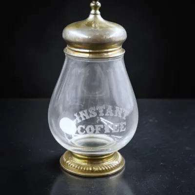 Sale Photo Thumbnail #269: FRANK M. WHITING & CO. STERLING AND ETCHED GLASS INSTANT COFFEE JAR