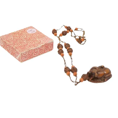 Sale Photo Thumbnail #85: VINTAGE CARVED CHINESE HEDIAO BEADS & OXEN NECKLACE