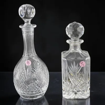 Sale Photo Thumbnail #277: 2 CRYSTAL DECANTERS WEDGWOOD WINE & GODINGER WHISKEY