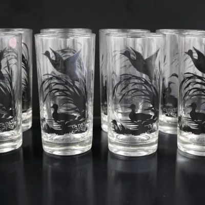 Sale Photo Thumbnail #243: 8 VINTAGE CAREW RICE LOWCOUNTRY MARSH BIRDS DRINKING GLASSES