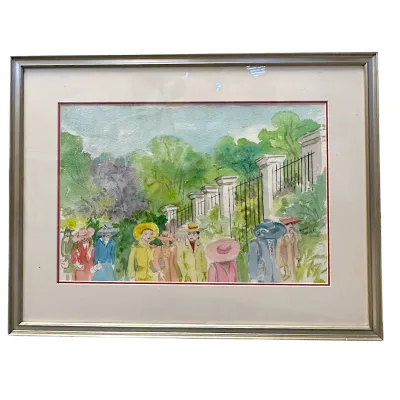 Sale Photo Thumbnail #218: ORIGINAL GINNY HANCOCK WATERCOLOR CHARLESTON CHURCH LADIES