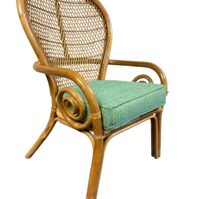 Sale Photo Thumbnail #95: VINTAGE MID CENTURY BAMBOO RATTAN ARM CHAIR