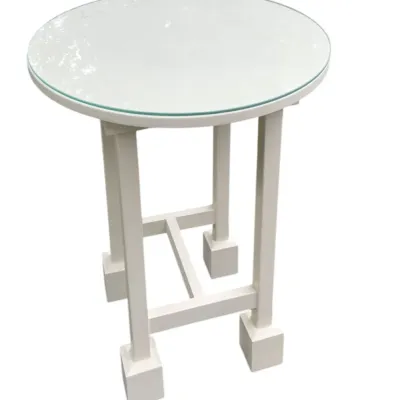 Sale Photo Thumbnail #236: CONTEMPORARY WHITE OCCASIONAL TABLE W GLASS TOP