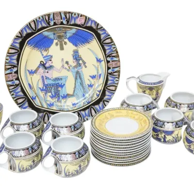 Sale Photo Thumbnail #106: 35 PC FATHI MAHMOUD FINE EGYPTIAN PORCELAIN COFFEE SERVICE
