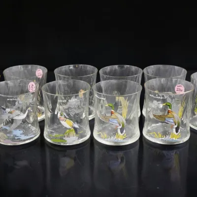 Sale Photo Thumbnail #262: 10 NED SMITH WATERFOWL OLD FASHIONED GLASSES