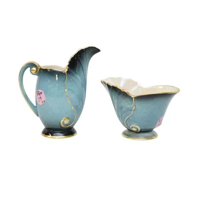 Sale Photo Thumbnail #41: CARLTON WARE ART DECO BLEU ROYALE CREAM & SUGAR