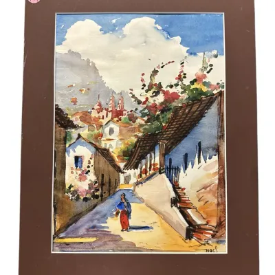 Sale Photo Thumbnail #237: VINTAGE WATERCOLOR MEXICO SIGNED MAGS