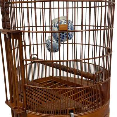 Sale Photo Thumbnail #152: VINTAGE HAND CARVED CHINESE BAMBOO SONGBIRD CAGE