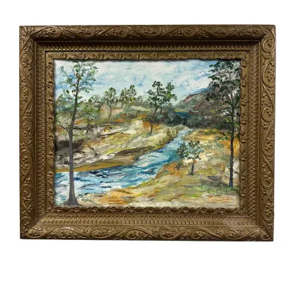 Sale Photo Thumbnail #111: VINTAGE IMPASTO OIL STREAM IN THE OZARKS