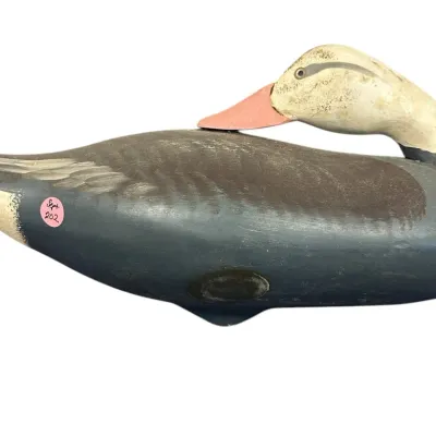 Sale Photo Thumbnail #240: VINTAGE CARVED BLUE GOOSE PREENING DECOY