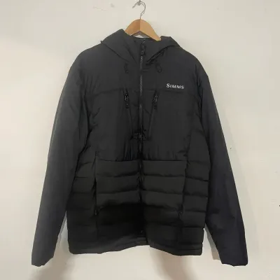 Simms Black Hooded Puffer Jacket Size XL