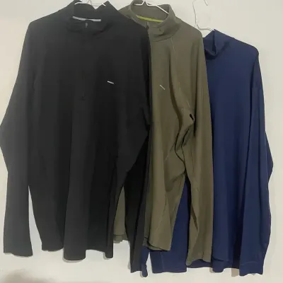 Three Patagonia Light Weight Quarter Zip Pullovers Size XXL Black, Navy, Khaki