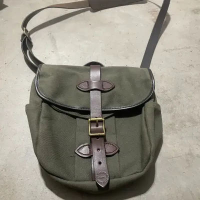 Filson Otter Green Field Bag With Leather Strap