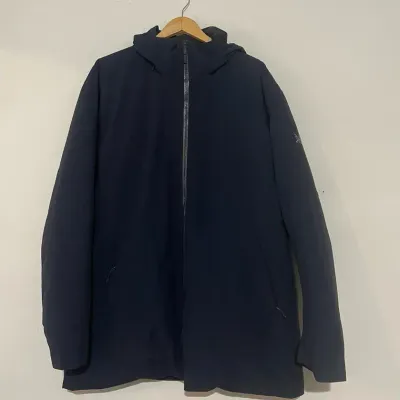 Arc’teryx Navy Hooded Waterproof Jacket With Puffy Goose Down Lining 