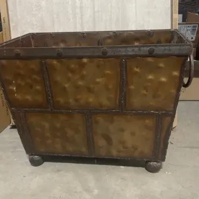 Vintage Hammered Brass And Copper Log Storage Box