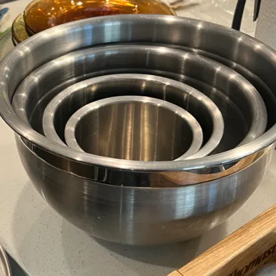 Set of four nesting stainless steel mixing bowls