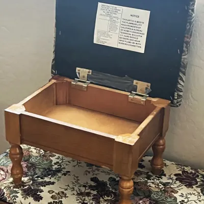 Small wooden storage footstool 