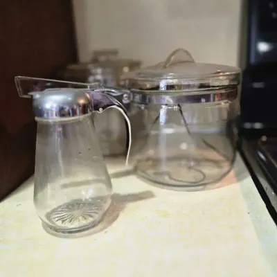 Vintage Glass Pyrex Coffee Pots + Creamer