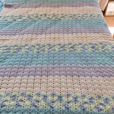 Girly Crochet & Floral Topper Blanket 