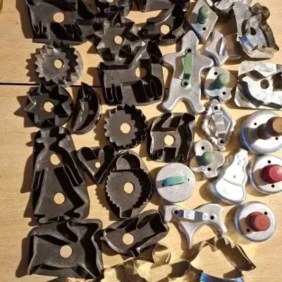Antique Metal cookie cutters and vintage plastic cookie